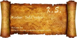 Kudar Sándor névjegykártya