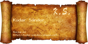 Kudar Sándor névjegykártya
